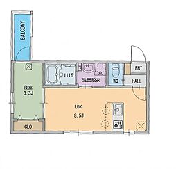 Kastalia長栄寺 1LDKの間取図画像