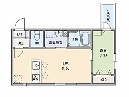Kastalia長栄寺 1LDKの間取図画像