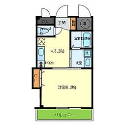 エムズキューブ1 1Kの間取図画像