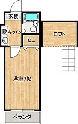 ショウロ御殿山 1Kの間取図画像