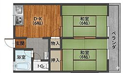 エコート藤原A棟 2DKの間取図画像