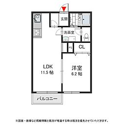 フォルテシモ 1LDKの間取図画像