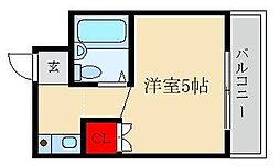 パルハウス・K 1Kの間取図画像