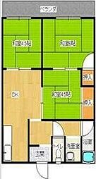 谷嶋ハイツ 3DKの間取図画像