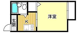 シティハイムプリムヴェール 1Kの間取図画像