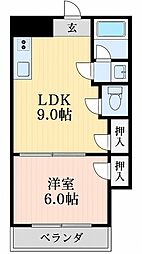 三熊ハイツ渚3号 1LDKの間取図画像