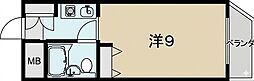 宮之阪マンション ワンルームの間取図画像