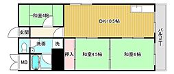 キッコーハイツ岡山手 2SLDKの間取図画像