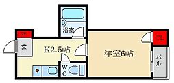 ロータリーマンション村野 1Kの間取図画像