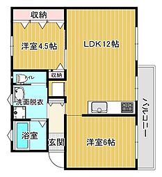 茄子作住宅7号棟 2LDKの間取図画像