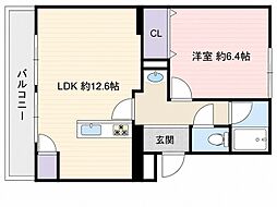春日ダイヤモンドハイム 1LDKの間取図画像