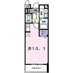 カーロヴィアラッテア ワンルームの間取図画像