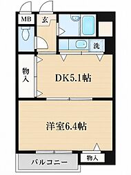 ルサンティエ 1DKの間取図画像