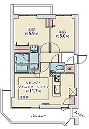ロイヤルシーズン青葉台EAST 2LDKの間取図画像