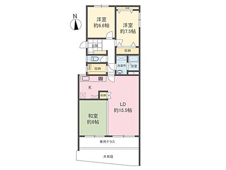 89.65m2のゆとりの専有面積です。