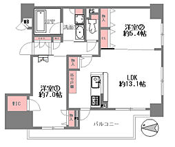 エステムプラザ本町クロス 2LDKの間取図画像