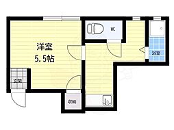 旭ケ丘コーポ 1Kの間取図画像