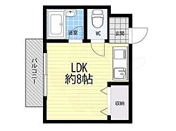 ヴィラージュ久宝園 ワンルームの間取図画像
