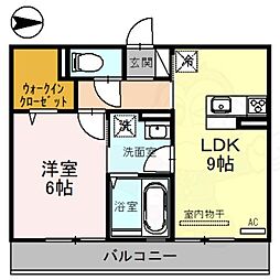 ディアコート萱振 1LDKの間取図画像