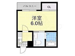 アドバンス俊徳 1Kの間取図画像