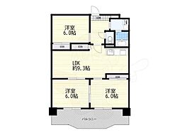 シャトー第3八戸の里 3LDKの間取図画像