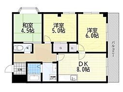 レジデンスグラッソーレ 3DKの間取図画像