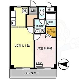 ヌカタヒルズ 1LDKの間取図画像