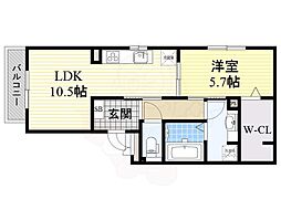 ボヌール南久宝寺 1LDKの間取図画像
