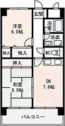 イーストヒル長田 2DKの間取図画像