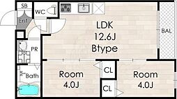 Tio Fleur 2LDKの間取図画像