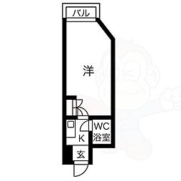 リーダーズパーク21 1Kの間取図画像