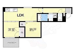 セレニティ長吉出戸 1SLDKの間取図画像