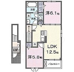 シェルドゥンサツキ2 2LDKの間取図画像