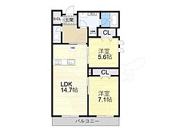 アグリヒルズ 2LDKの間取図画像