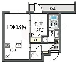 グランパセオノース 1LDKの間取図画像