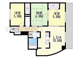 ウエストリバー山本 3LDKの間取図画像