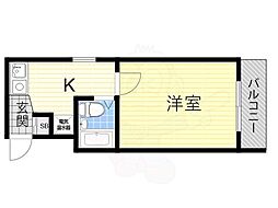 プレアール川田2 1Kの間取図画像