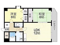 シャルマン・シェソワ 2LDKの間取図画像