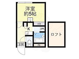 レオパレスカラコレス 1Kの間取図画像