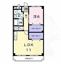 サウスワード 2DKの間取図画像