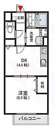 ヴァロンドール中野 1DKの間取図画像