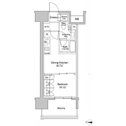 ザ・パークハビオ新栄 1DKの間取図画像