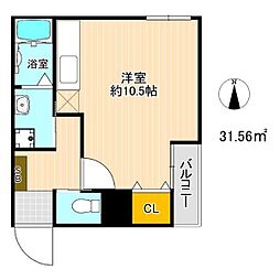 マリアロッソ天神山 ワンルームの間取図画像