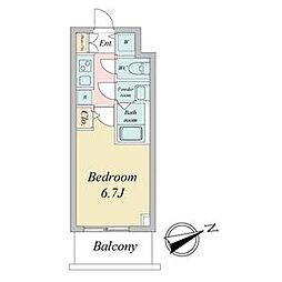 オーキッドレジデンス鶴舞 1Kの間取図画像
