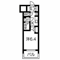 メイクス鶴舞2 1Kの間取図画像