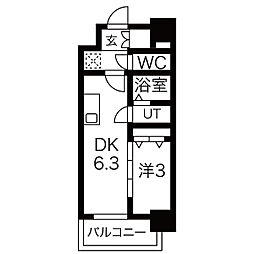 メイクスWアート名駅南3 1DKの間取図画像