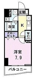アゲート白壁 1Kの間取図画像