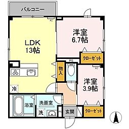 ヴェルム東別院 2LDKの間取図画像