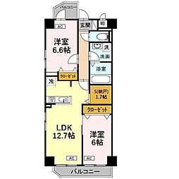 HAPPINESS車道 2LDKの間取図画像