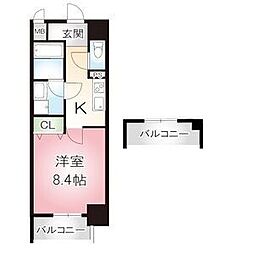 名古屋市営名城線 上前津駅 徒歩5分の賃貸マンション 3階1Kの間取り